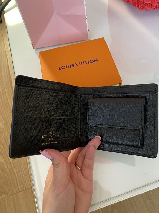 Portfel męski  LV Louis Vuitton monogram skórzany skóra szary czarny