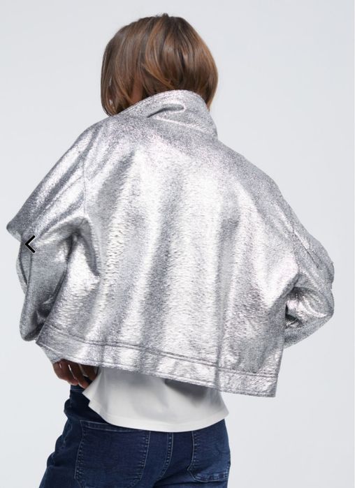 Bomber craquelet prateado