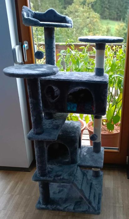 Drapak dla Kota Wielopoziomowy, Stabilny i Komfortowy Ciemnoszary NOWY