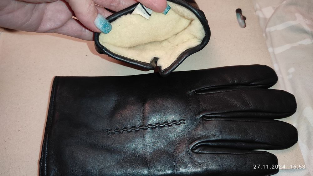 Мужские новые перчатки натуральная кожа зима