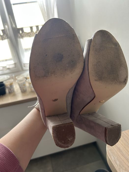 Botki obcas slupek zamek kokardka  odkryte palce bez palcow