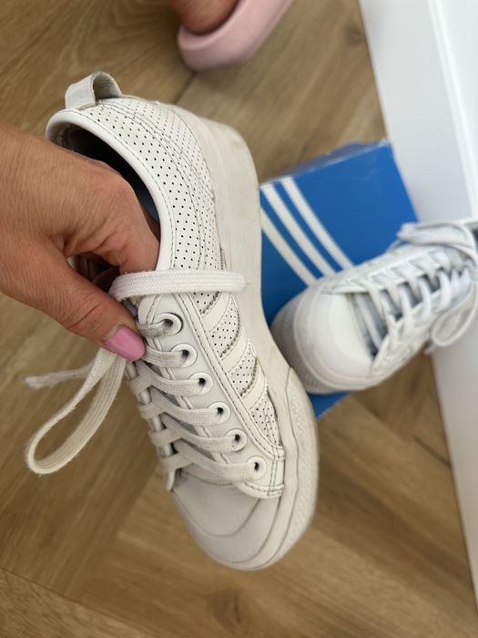 Damskie sneakersy Adidas Nizza platform, 38 biale