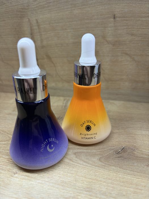 Dr. Rashel Vitamin C & Retinol Day & Night Face Serum – komplet dwóch serum do pielęgnacji twarzy na dzień i na noc  Zestaw 2 nowych serum po 30 ml
