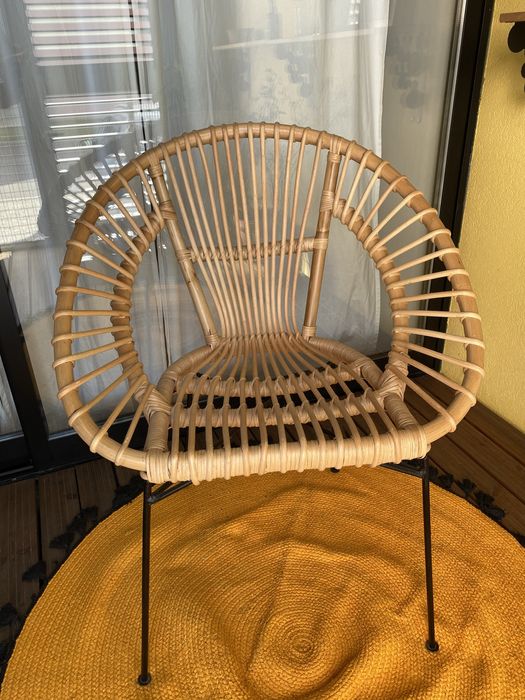 Cadeira de jardim Natural em Rattan e Metal