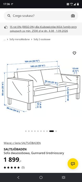Kanapa,Sofa Ikea saltsjobaden deuosobowa
