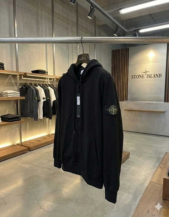 Зип Худи Черное Stone Island • Стон Айленд Олімпійка