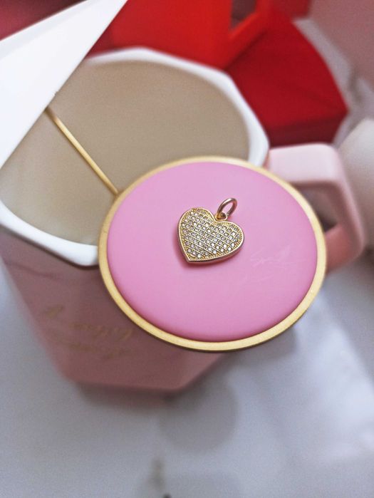 Zawieszka srebrna Lovely serce pozłacane PREZENT dla Żony/Córki/Mamy