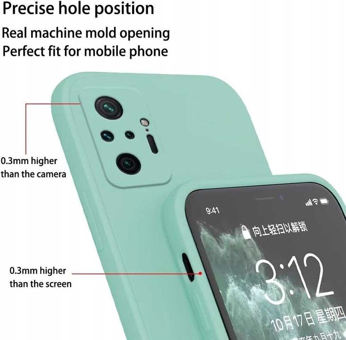 EASSGU Etui do Redmi Note 10 Pro z miękkiego silikonu Jasny cyjan
