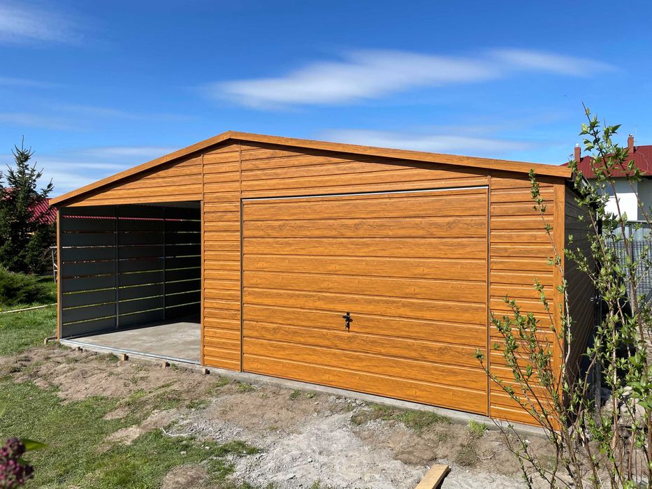 Garaż 4x6 plus wiata 3x6, konstrukcja ocynkowana. PRODUCENT.