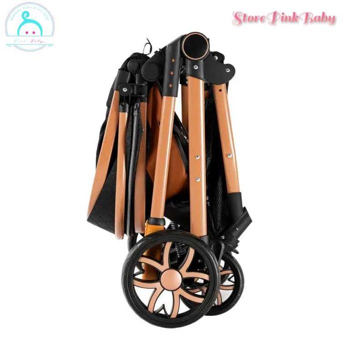 Carrinho de bebé 3 em 1 PinkBaby - LUXUS MAGIC - Preto Gold