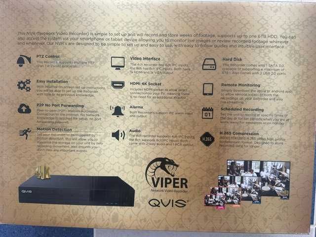 Sistema completo de videovigilância QVIS Viper – 6 câmaras + NVR PoE
