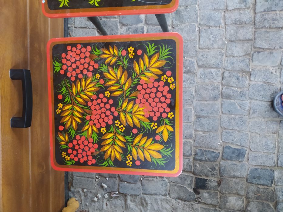 Табуретки, хохлома, Петраковская, Петраківська розпис