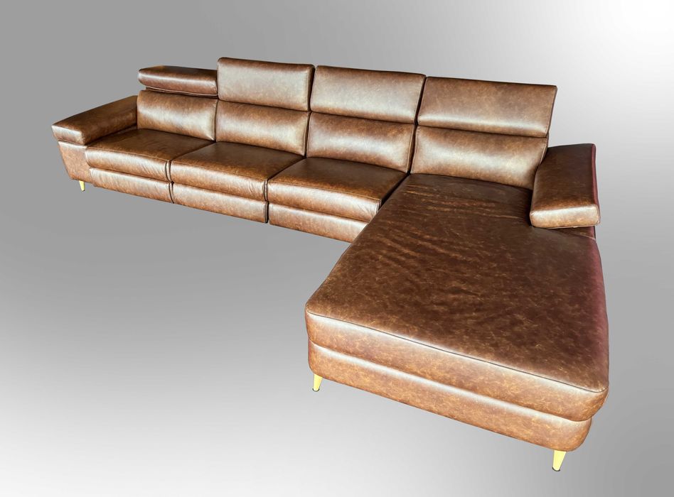 Sofá em pele castanho - Excelente estado