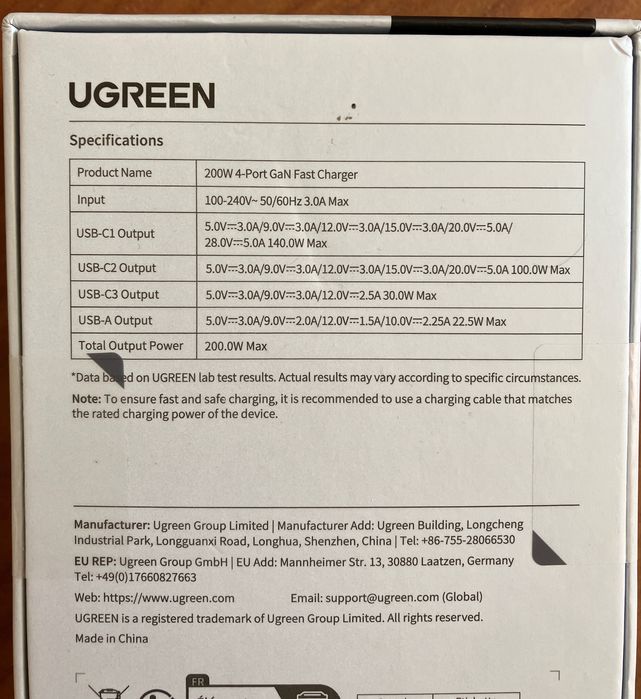 Зарядний пристрій UGREEN 200W Nexode  GaN PD3.1 (x764). Блок