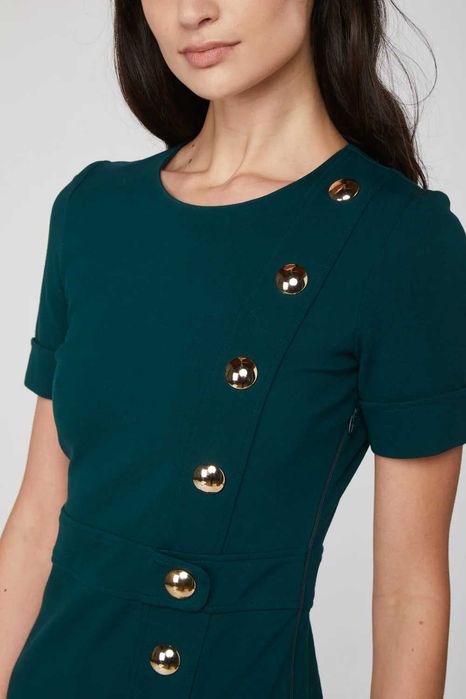 Vestido Verde com botoes dourados Twinset