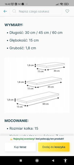 Zestaw 3 półek ściennych