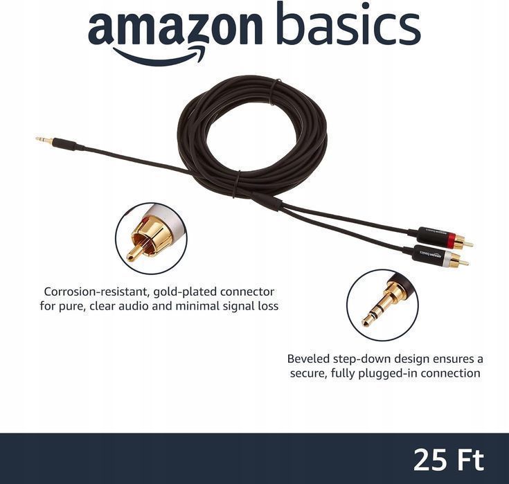 amazon basics 3,5 m na 2-męski adapter rca kabel audio stereo