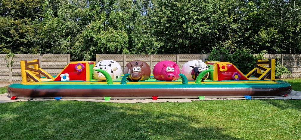 Dmuchaniec Wipeout bigballers tor przeszkód dmuchany farma ranczo