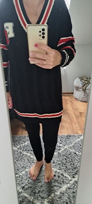 Nowy dlugi sweter typu college rozm m/l