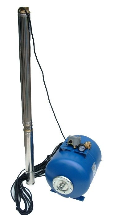 Zestaw  zbiornik 100 l poziom pompa 75mm 3STM 20 z kablem 20 M + zawór