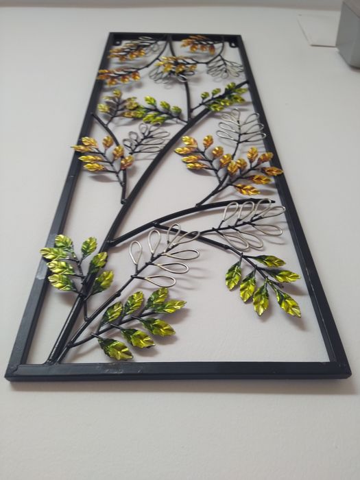 Quadro Moldura Ferragem Decoração com folhas árvore casa apartamento.