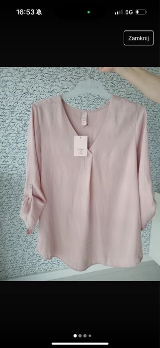 Koszula bluzka jak jedwab 38 pudrowy róż