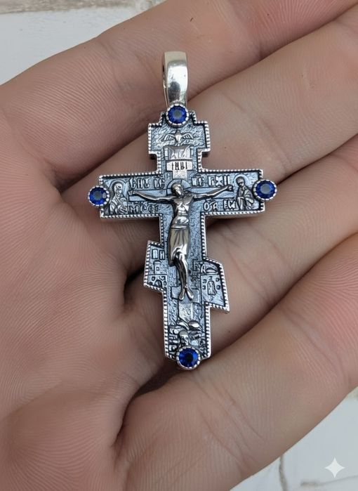 Срібний хрестик з фіонітами срібло серебро серебряний крестик  925
