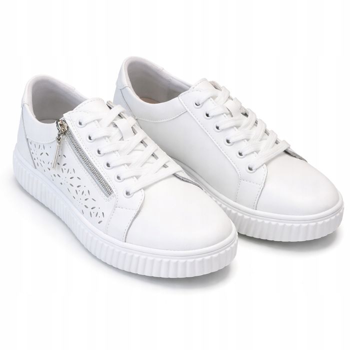Sneakersy damskie ze skóry naturalnej białe 38