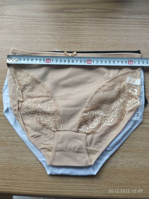 2x3PAK XL Majtki Damskie Wysokie Bawełniane FiGi Koronkowe Kolory