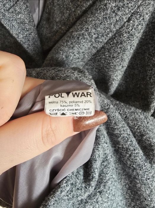 Kurtka wełniana z kaszmirem 46-48 wiosenna szara