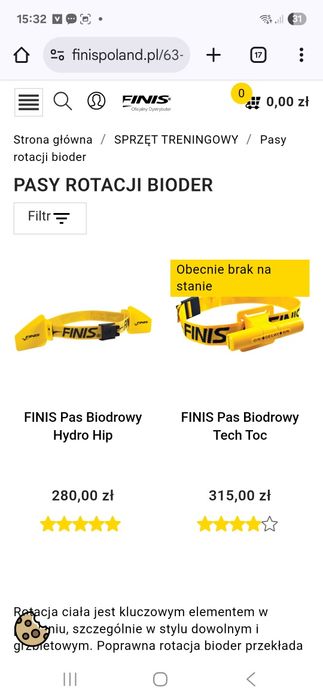 FINIS Pas biodrowy Tech Toc