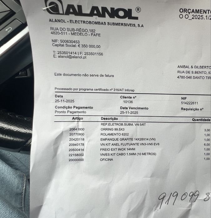 Bomba Alanol nova - Recondicionada de Fábrica