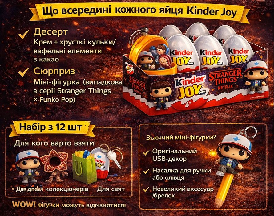 Kinder Joy кіндер джой Stranger Things  ОСД Очень странные дела 6 шт