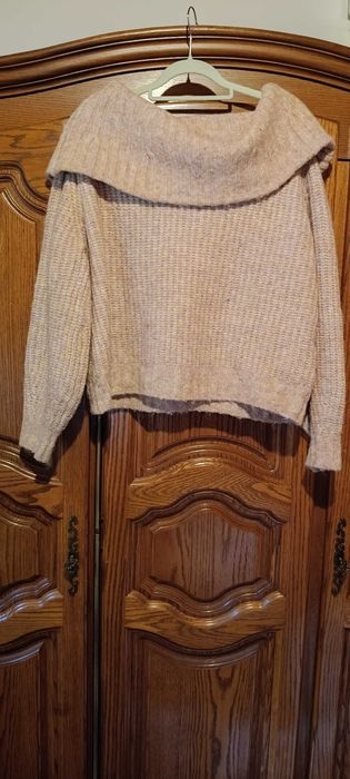 ciepły sweter M róż stonowany melanż
