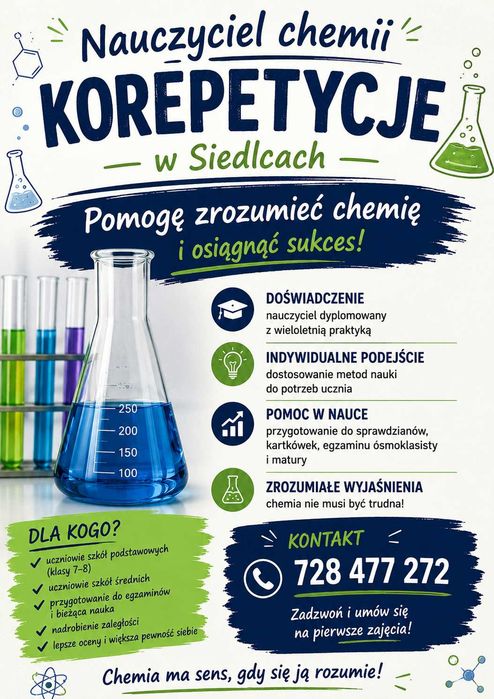 Nauczyciel udzieli korepetycji z chemii