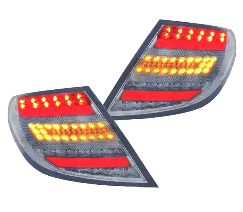 FAROLINS TRASEIROS MERCEDES CLASSE C W204 07-11 DESIGN DE BARRA DE LUZ VERMELHO CROMADO