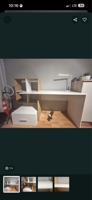 Biurko z szuflada i półkami