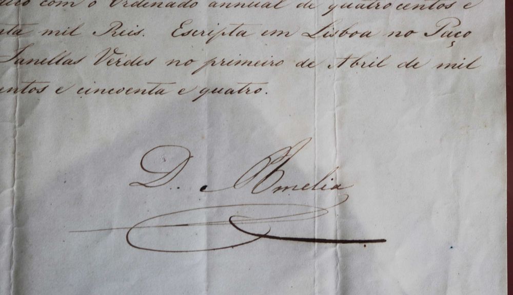 D Amélia Imperatriz do Brasil 1854 Carta Imperial assinada (Reserva AP)