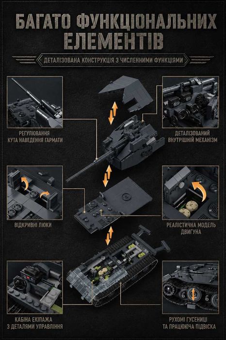 Конструктор Waffenträger E-100. 2036 деталей. 1:28 масштаб. 12GO 97017 Надважкий винищувач танків