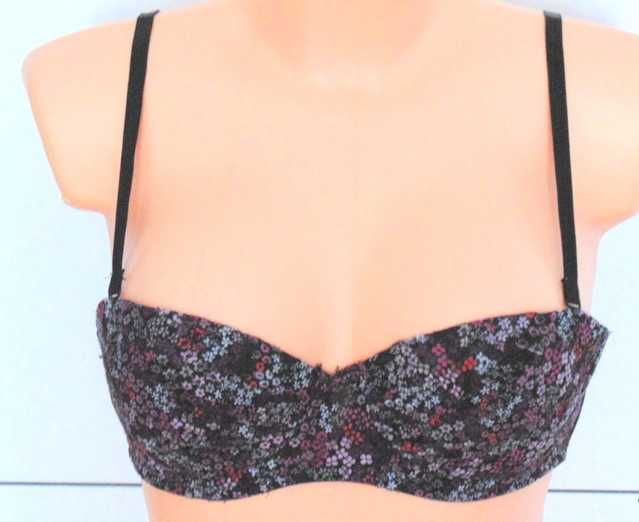 H&M biustonosz bardotka w kwiatuszki odpinane ramiączka 75B