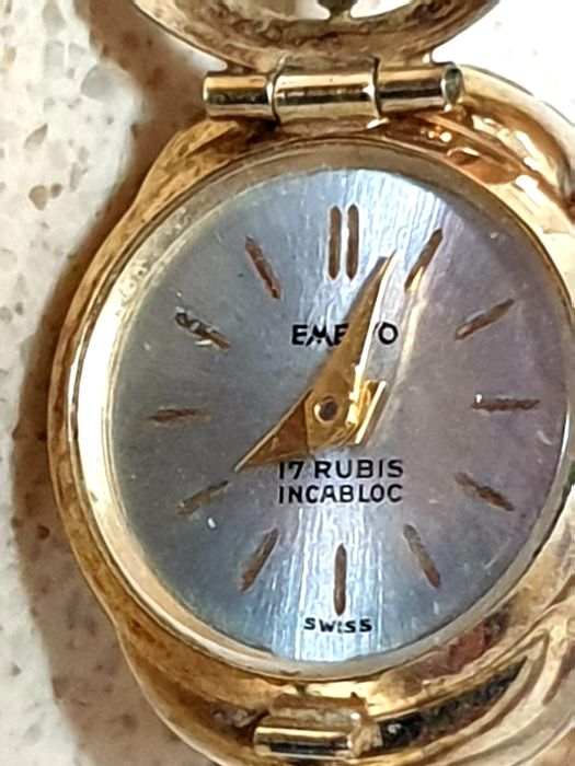 Raro antigo anel de relógio EMEWO com plaque  de ouro