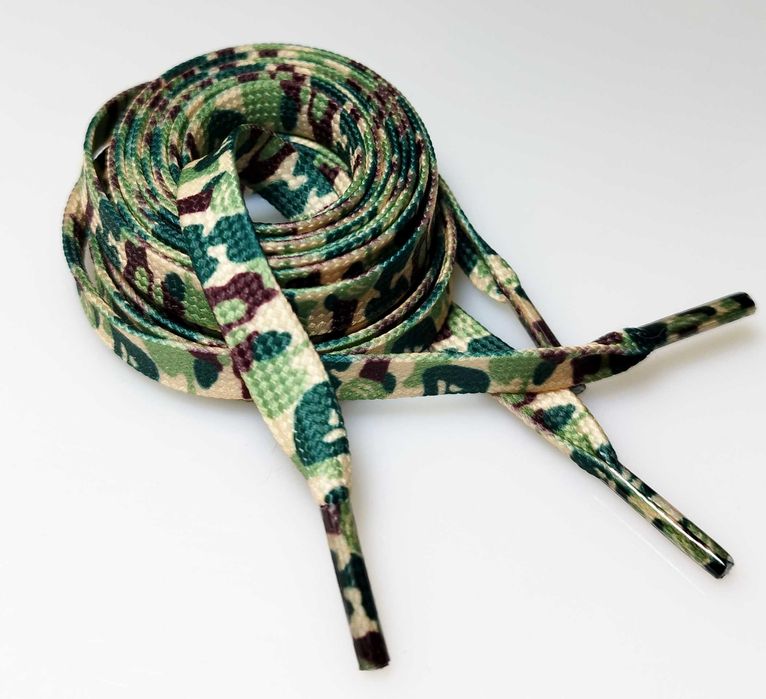 Modne Sznurówki Army Green | Styl Streetwear Custom Kamuflaż