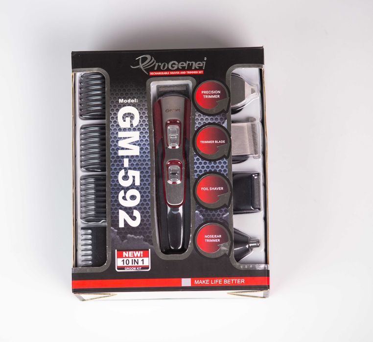 Машинка для стрижки та триммер для бороди  Gemei GM-592 10 в 1