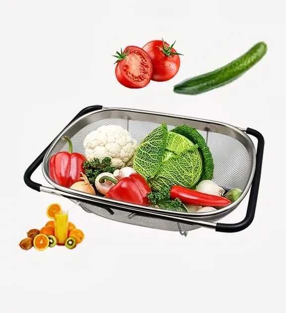 Дуршлаг, сито с выдвижными ручками HMD металл 27.5*18.5*9.5.