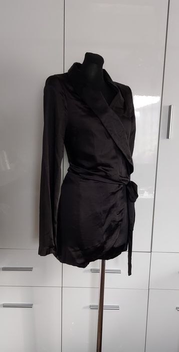 NOWY kombinezon kopertowy satynowy Asos M czarny