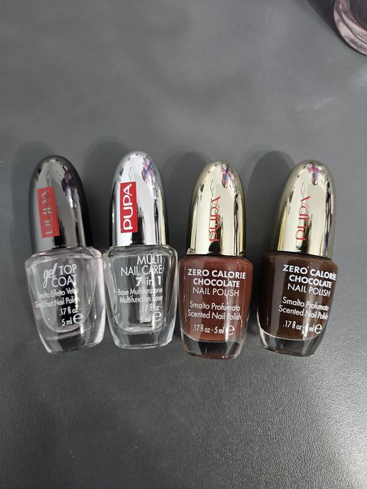 PUPA/lakiery czekoladowe+baza i żelowy top
