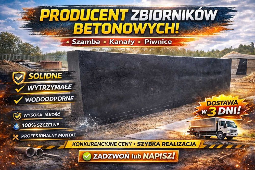 Szamba betonowe 2–14 m3 | Kanały garażowe | Piwnice KANAŁ SZAMBO