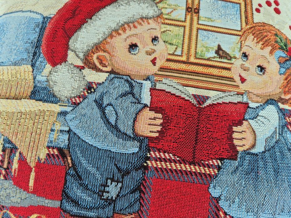 Poszewka 45x45 cm gobelinowa dekoracyjna świąteczna z dziećmi F213