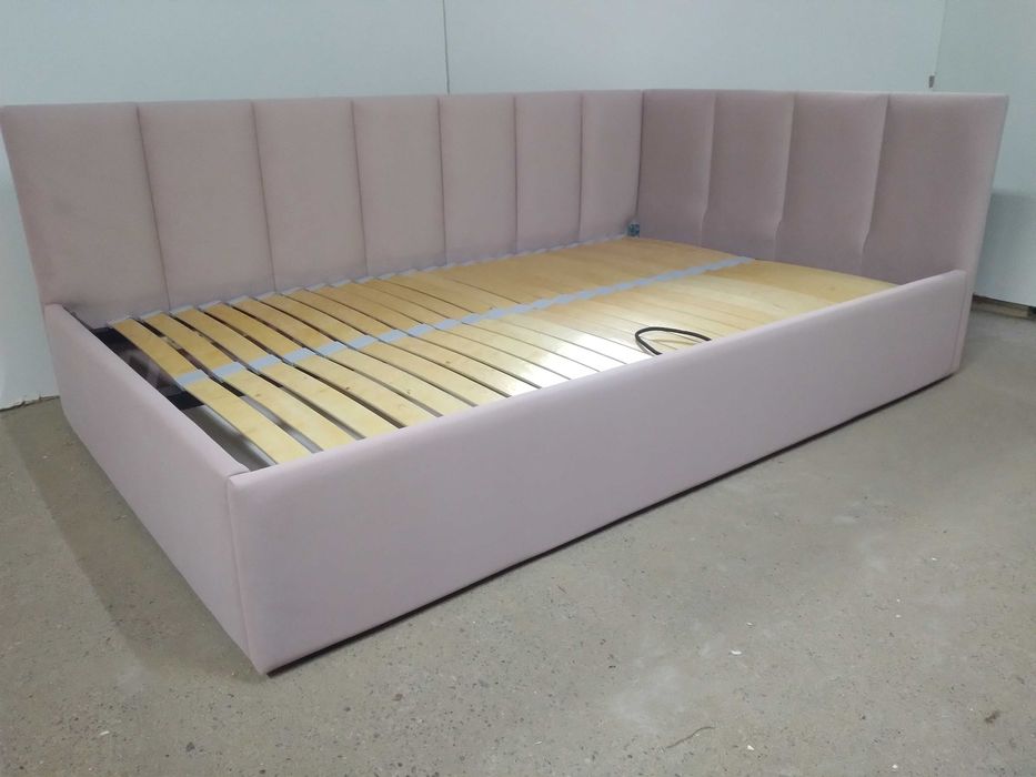 PROMOCJA Łóżko Tapicerowane MłodzieżoweNarożne StelażMetalowyPojemnik