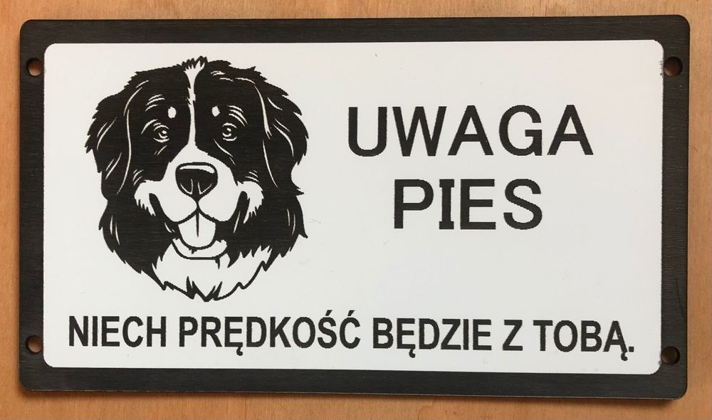 Tabliczka Grawerowana 2w1 uwaga pies + adres, numer domu różne wzory border collie  golden retriever amstaff cane corso doberman york samoyed